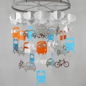 Transportation Nursery Baby Mobile With Clouds And..