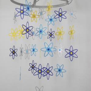 Atom Nursery Mobile In Silver, Blues And Yellow