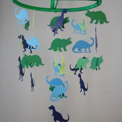 Dinosaurs Decorative Baby Mobile In Blues And..