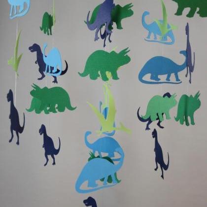 Dinosaurs Decorative Baby Mobile In Blues And..