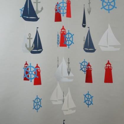 Nautical Mobile With Sailboat, Anchor, Helm And..