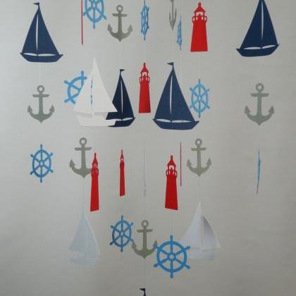 Nautical Mobile With Sailboat, Anchor, Helm And..