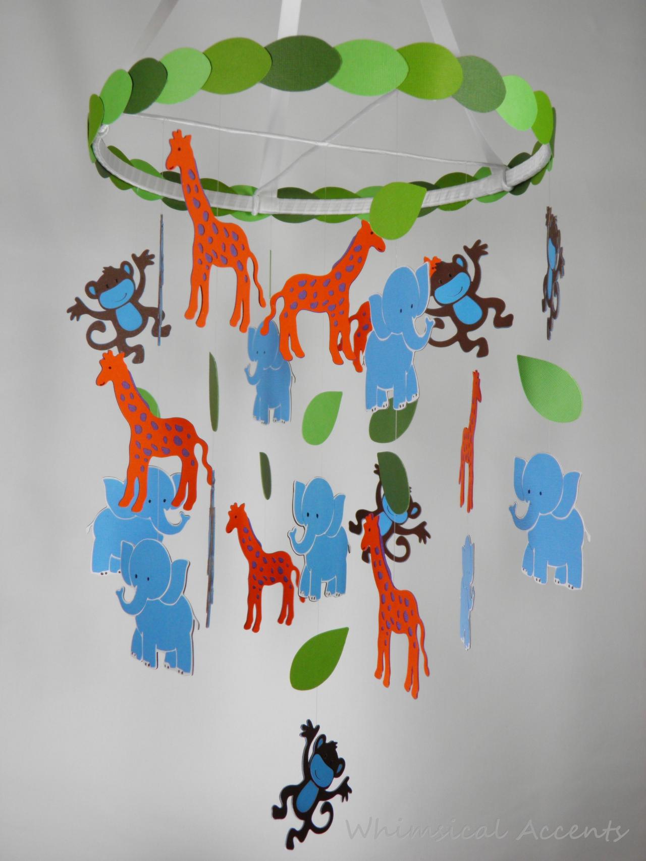 Monkey, Elephant And Giraffe Nursery Decorative Mobile