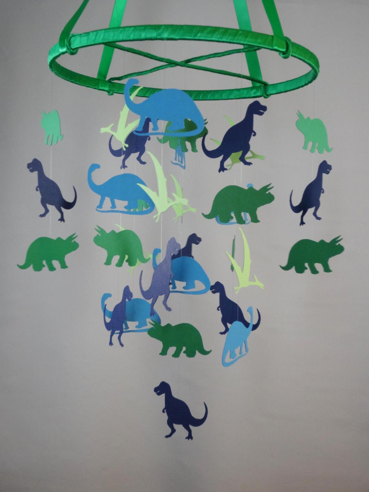 Dinosaurs Decorative Baby Mobile In Blues And Greens